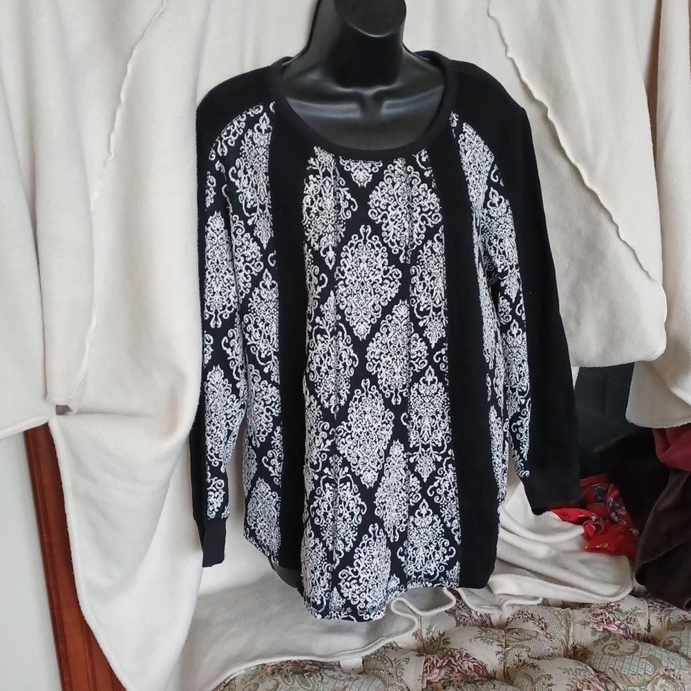 Ruff Hewn lightweight sweater, black & white, 1X